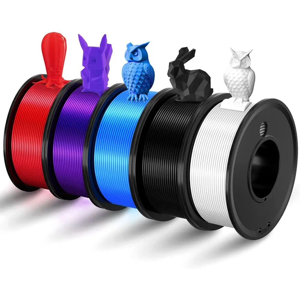

1.75mm PLA Filament 5-Pack - White, Black, Red, Blue - High Precision 3D Printing Material
