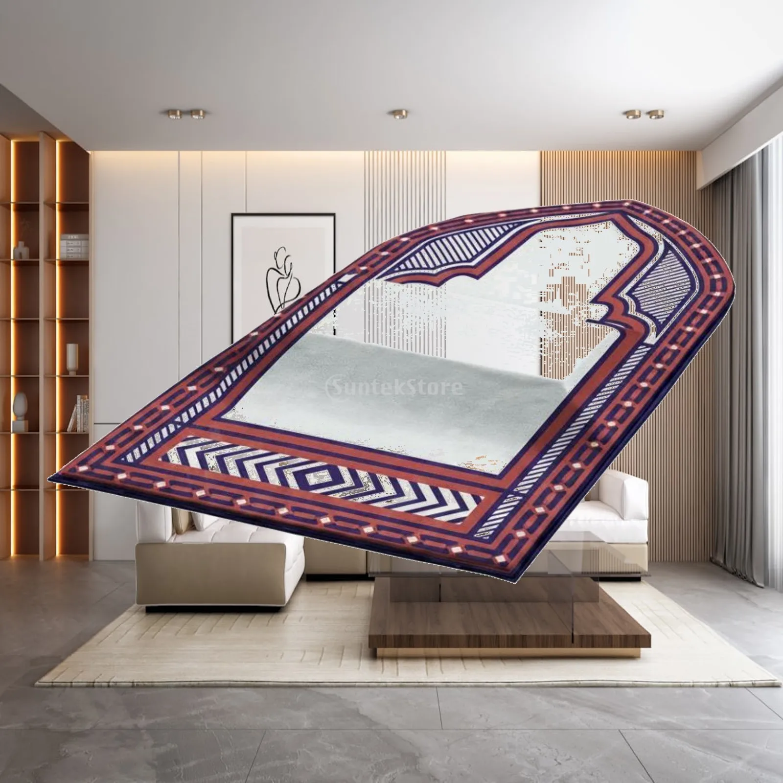 Soft Prayer Rug for Daily Islamic Worship Thick Foam Cushion Mat with Clean Printed Pattern Design