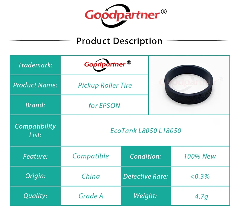 EPSON EcoTank용 픽업 롤러 타이어, 10X C12C937771, L8050, L18050, L8058, L18058