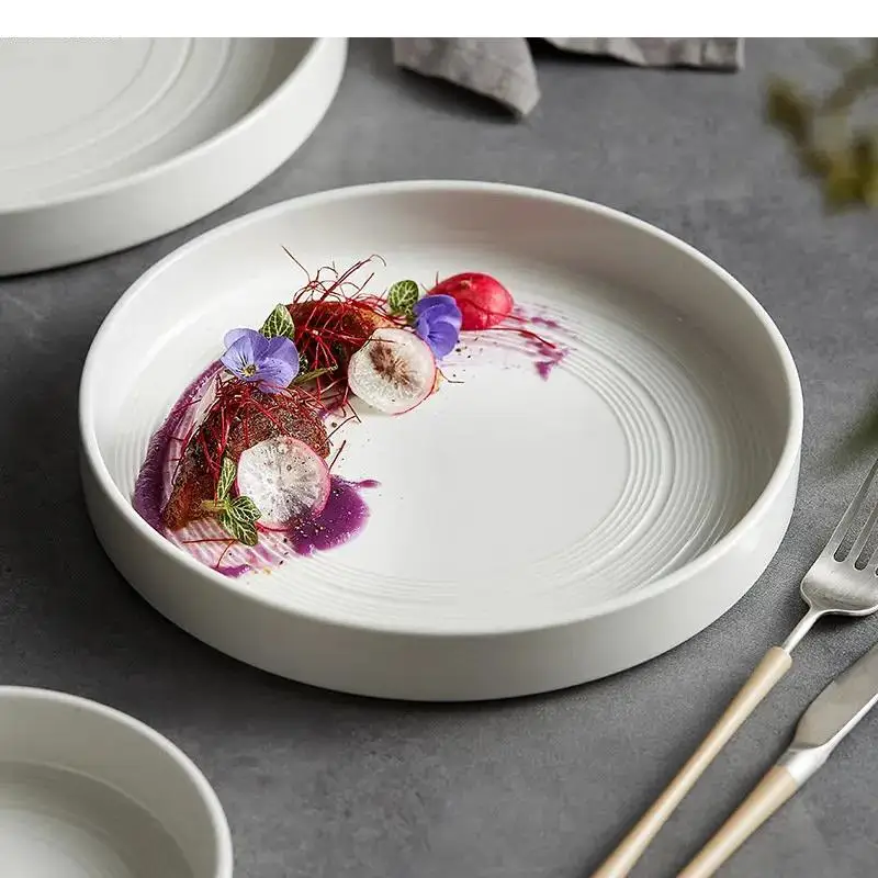 Ceramic Dinner Plate Round Steak Salad Plates Spaghetti Dessert Dish Bread Dim Sum Bowl Cake Kitchenware