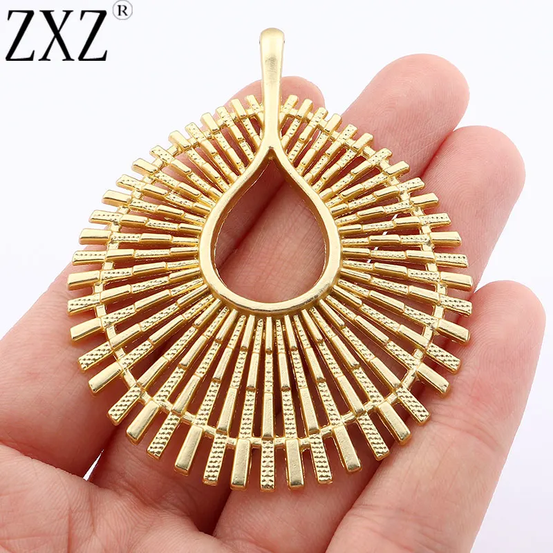 

2pcs Matt Golden Boho Layer Thread Fence Shape Hollow Large Charms Pendants for Necklace Jewelry Making Findings