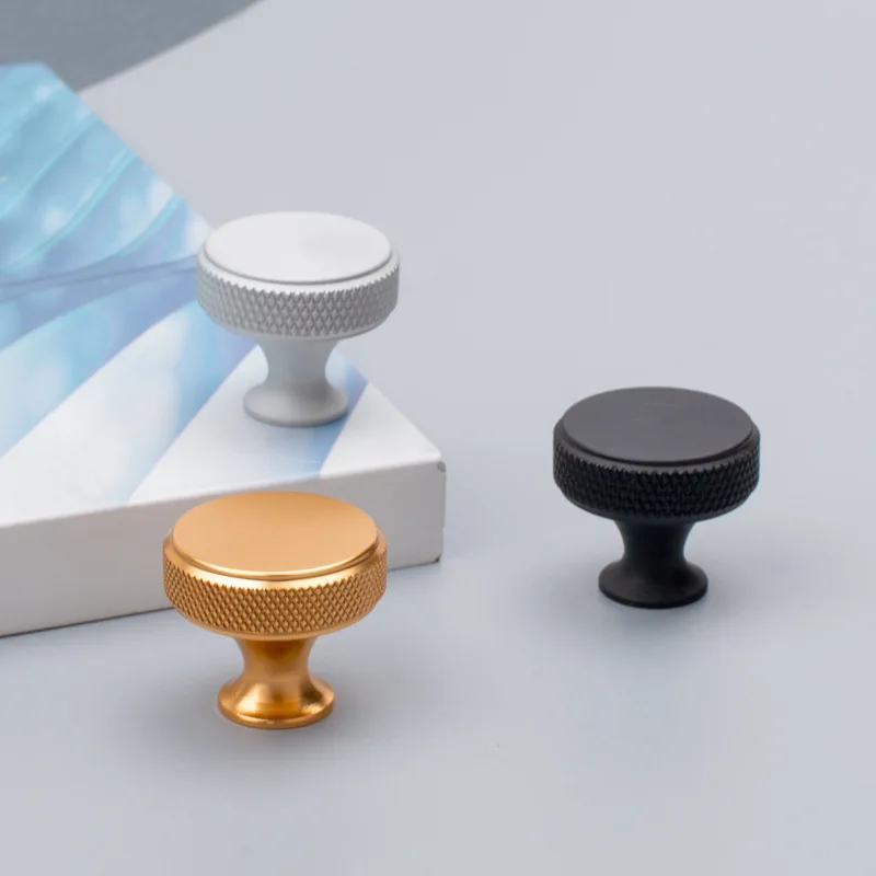 

Modern Minimalist Aluminum Single Hole Cabinet Handle Round Drawer Pulls Double Layer Gold