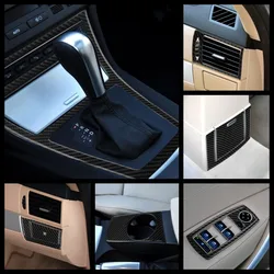 For BMW X3 E83 2006-2010 Carbon Fiber Center Control Gear Panel outlet Back Air Vent Windows Control Panel Sticker Accessories