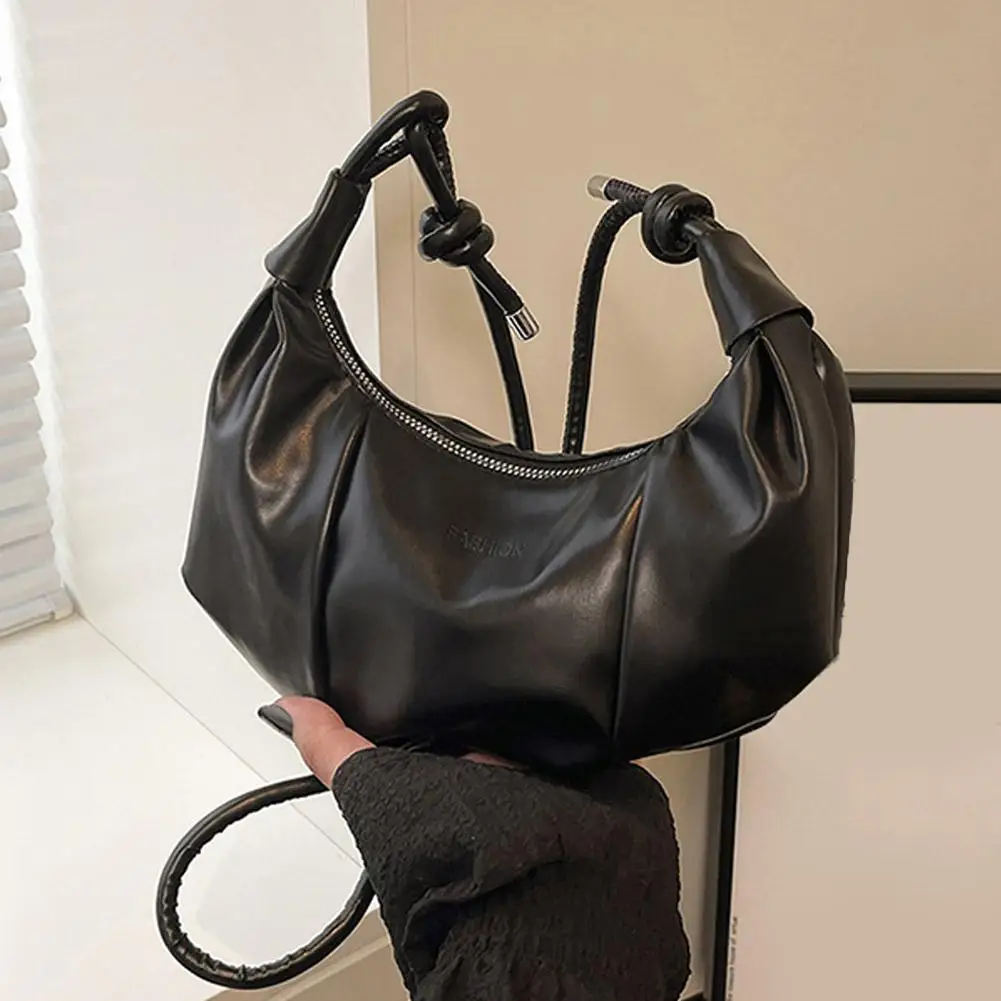 Umhängetasche für Damen, Kunstleder-Schultertasche, plissierte Halbmond-Hobo-Tasche, Unterarm-Tasche, lässige Umhängetasche, Messenger-Tasche – Detail 28