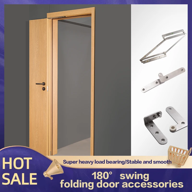 

180 Degree Folding Door Hardware Bedroom Door Bathroom Flat Folding Fully Open No Lower Track Folding Door Hardware Accessories