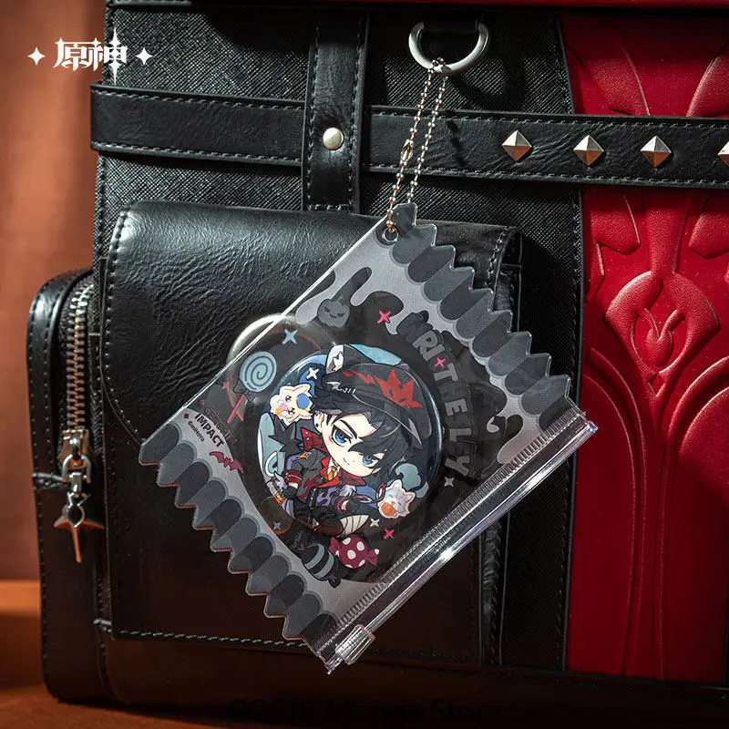 Set de Insignia y Protector de Anime Genshin Impact Midnight Fantasia, Protector de Pin Reflectante con Luz, Estuche Protector de Colección para Escritorio