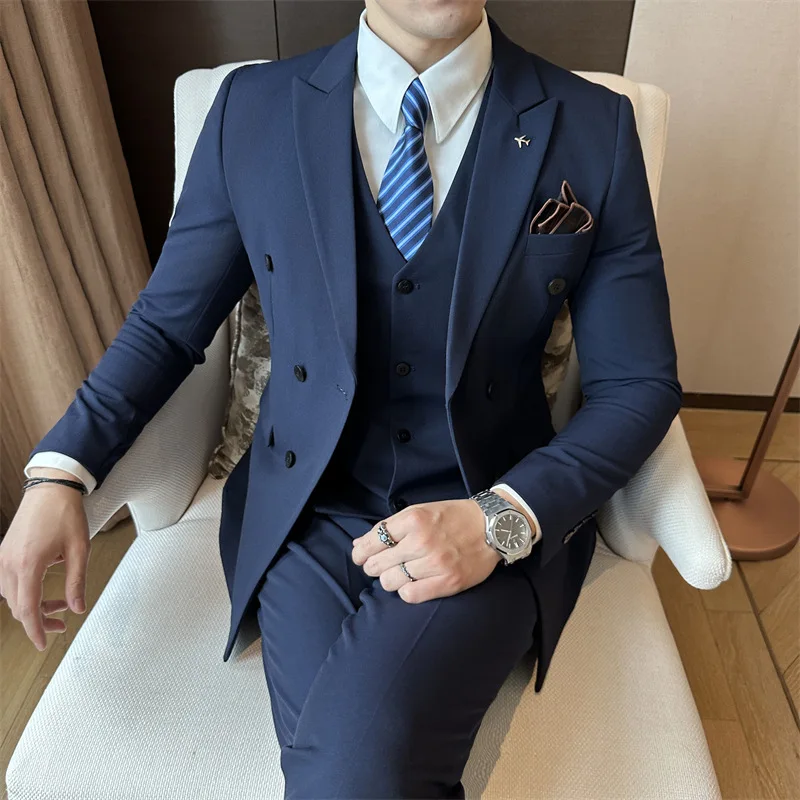 Customized Double Row Suits for Men  Suitable for Work Businessand Banquets.Small Batch Customization Is Available and Suit