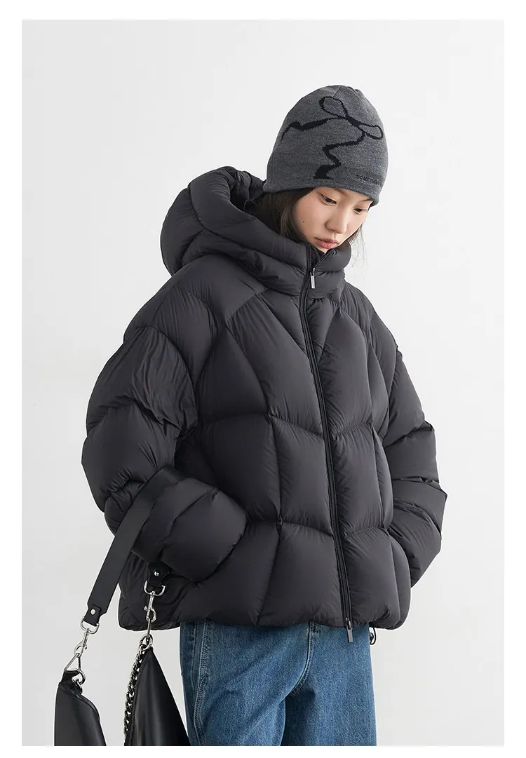 CHIC VEN Fashion Women Down Coats Solid Short Loose Casual Hooded Female Down Jacket 90 White Duck Down Autumn Winter 2025