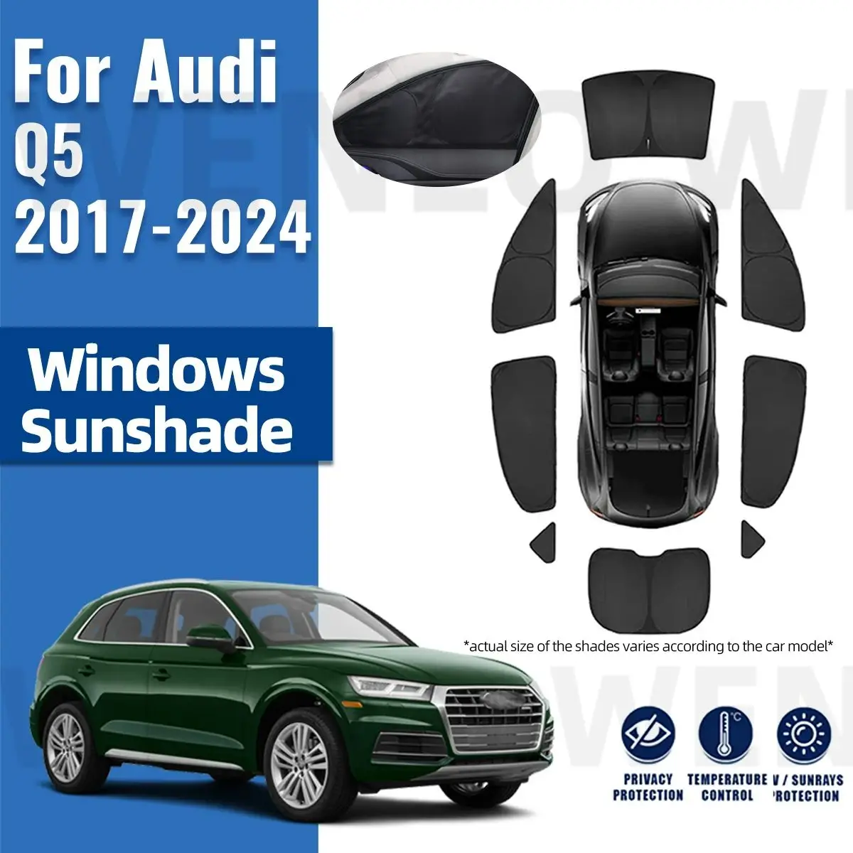 

For Audi Q5 FY 2018-2022 2023 2024 Full Cover Car Sunshade Shield Front Windshield Frame Curtain Rear Side Window Sun Shades