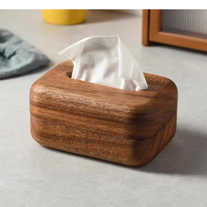 

Simplicity Solid Wood Tissue Box Tea Table Removable Napkin Paper Household Storage Container