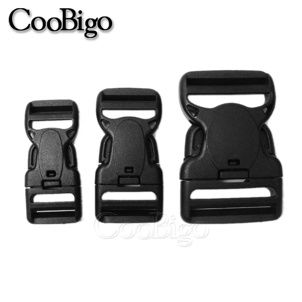 10pcs Plastic Side Release Buckle Double Adjuster Dual Lock Buckles for Backpack Strap Security Harness Belt Part 25mm 32mm 50mm