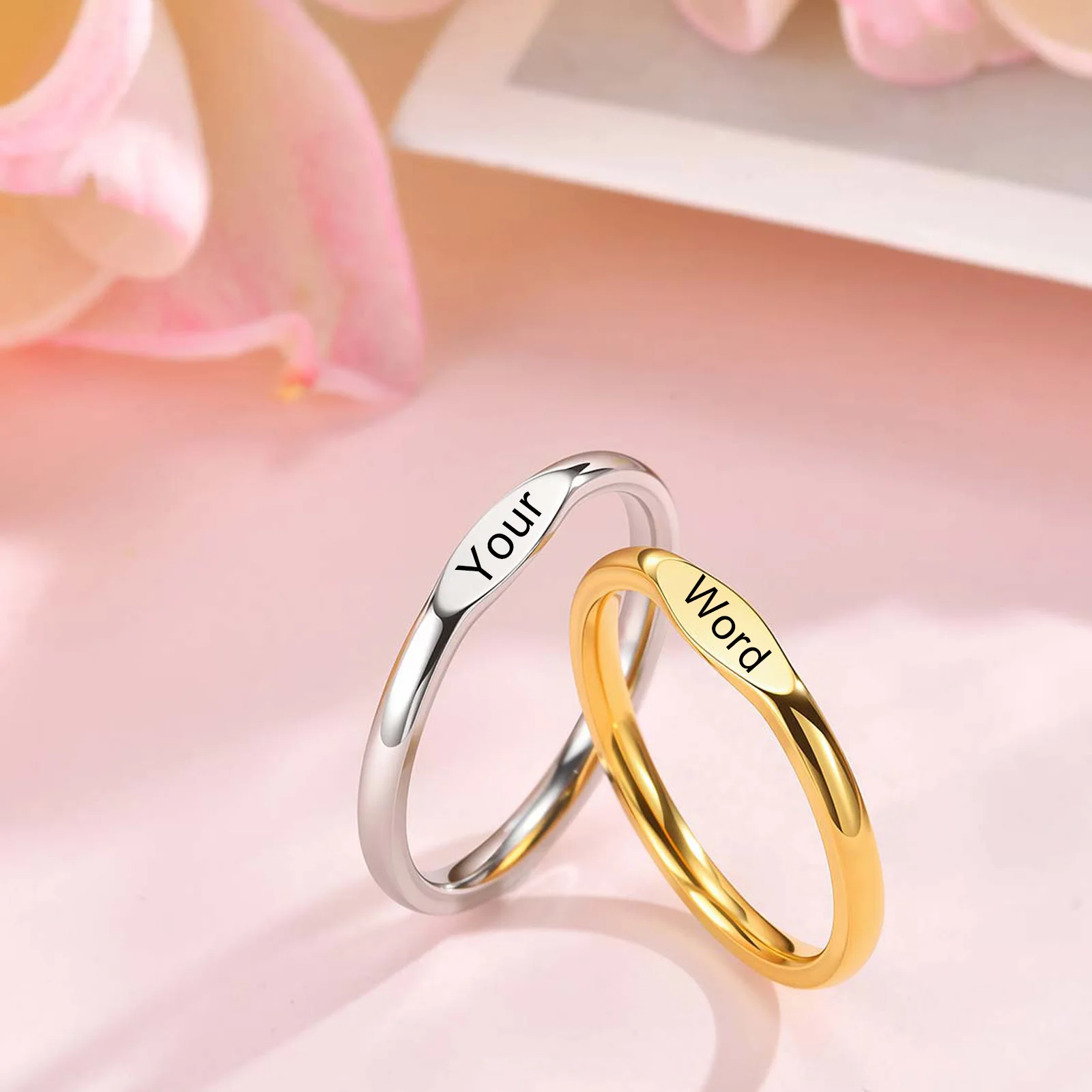 

Custom Engraved Ring Stainless Steel Personalized Valentine's Day for Wife & Husband Meaningful Gift Couple Lovers Sizes 5-12