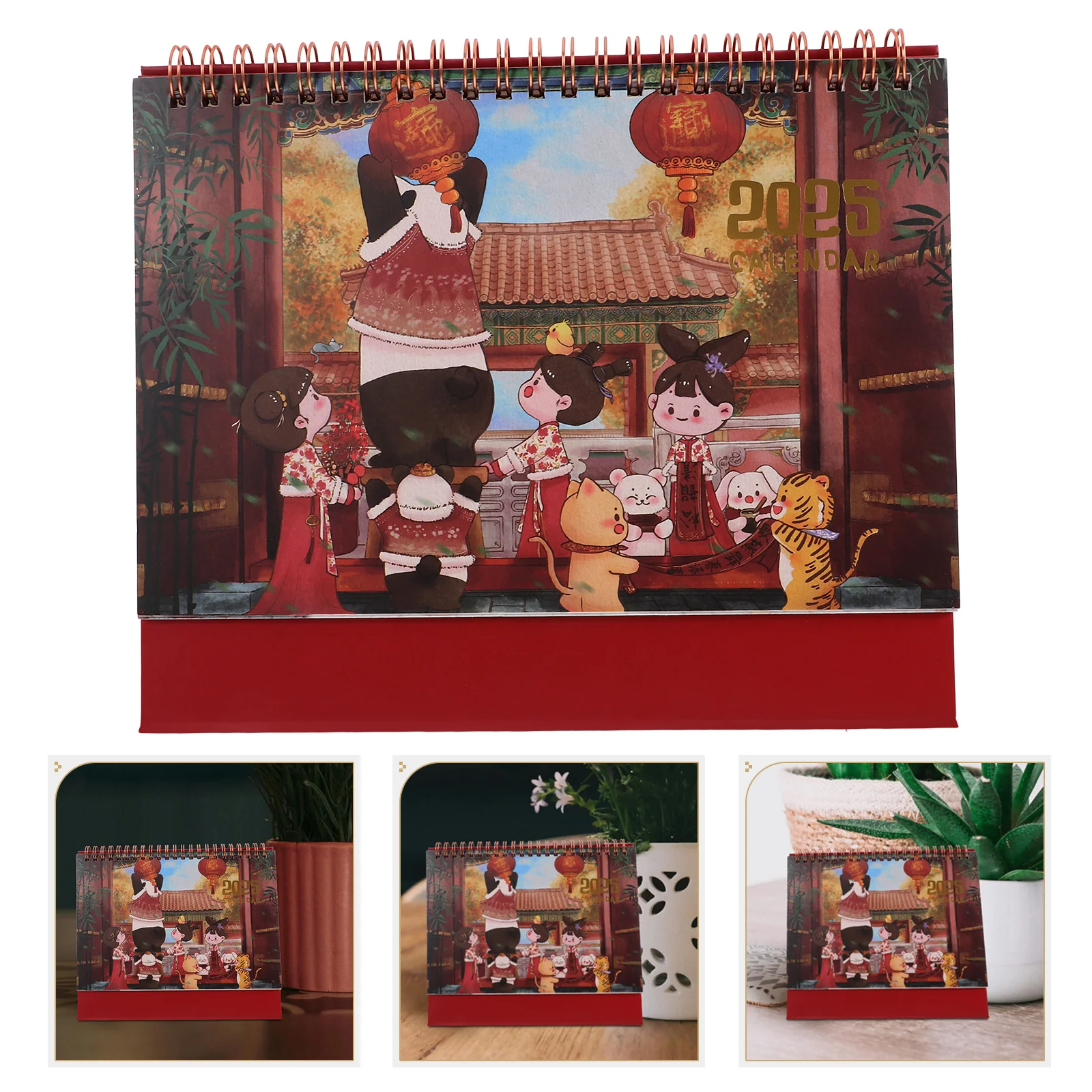 2025 Desk Calendar Annual Check Standing Brand Cartoon Desktop Office Chinese New Year Carlandar Accessories for Women Flipped