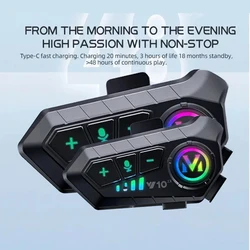 Y10 2X Bluetooth Motorcycle Helmet Intercom 300M Wireless Intercomunicador 2000Mah Moto Walkie Talkie With Soft Hard Mic