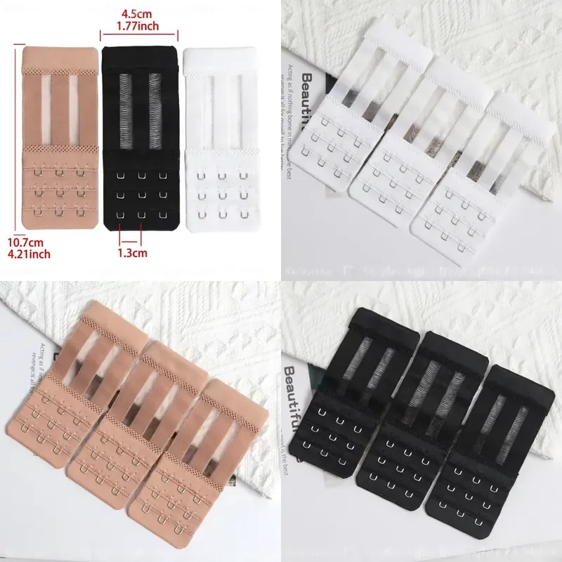 3 Pieces 3 Row 3 Hook Bra Extender Adjustable Comfortable Extension Strap for Women Lingerie Underwear Accessories