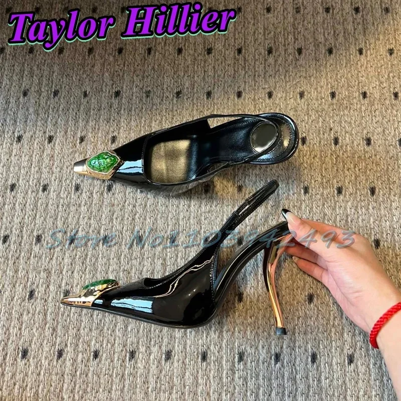 

Glittering Gem Heeled Sandals Small Square Toe Heels Strange Heel Shallow Shoes Women Luxury Summer Slip On Sandalias De Mujer