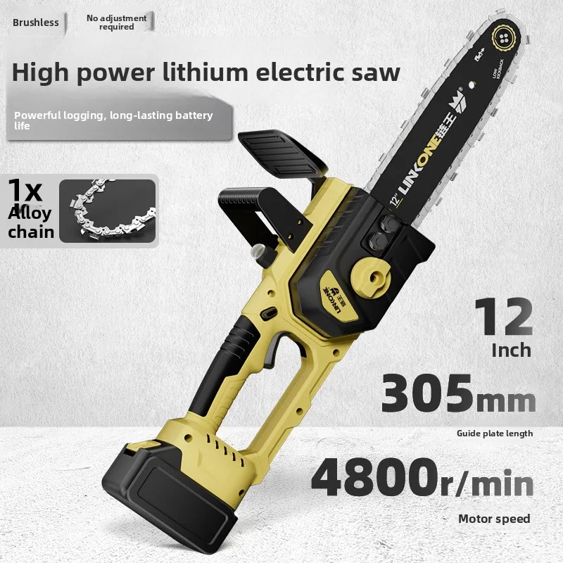 

Электрическая цепная пила Chain King, литиевая, бытовая, маленькая, 12-дюймовая, бесщеточная, ручная, для распиловки древесины, перезаряжаемая, для наружных работ, для обрезки деревьев