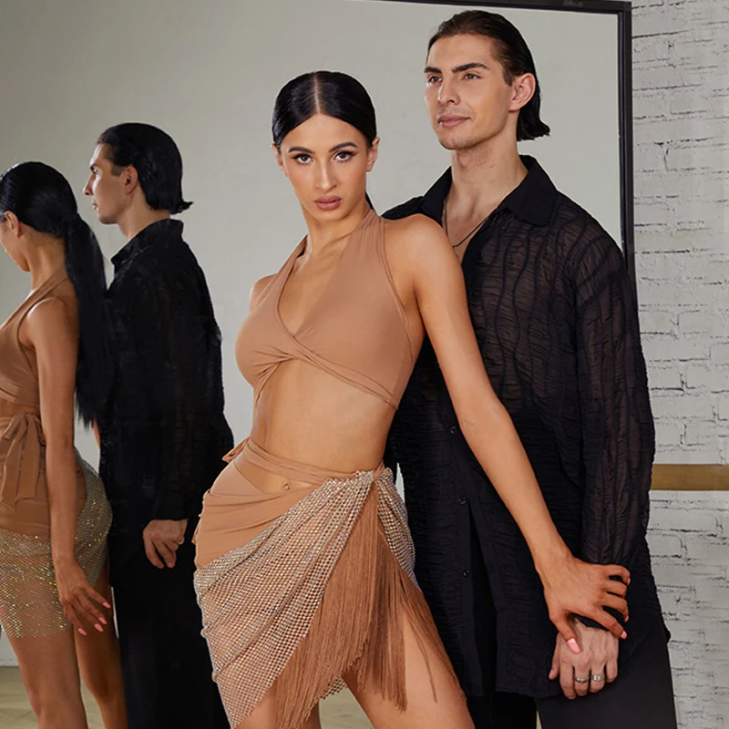 

Сексуальный топ для латинских танцев с открытой спиной для взрослых, юбка с нерегулярной бахромой, женские костюмы для латинских танцев, одежда для соревнований по латинским танцам ча-ча, SL7969