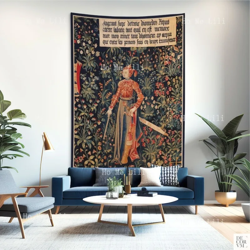 

Penthesilea Queen Of The Amazons Женщина Воин Гобелен из хлопчатобумажной ткани с принтом Средневековый большой настенный декор Средневековья