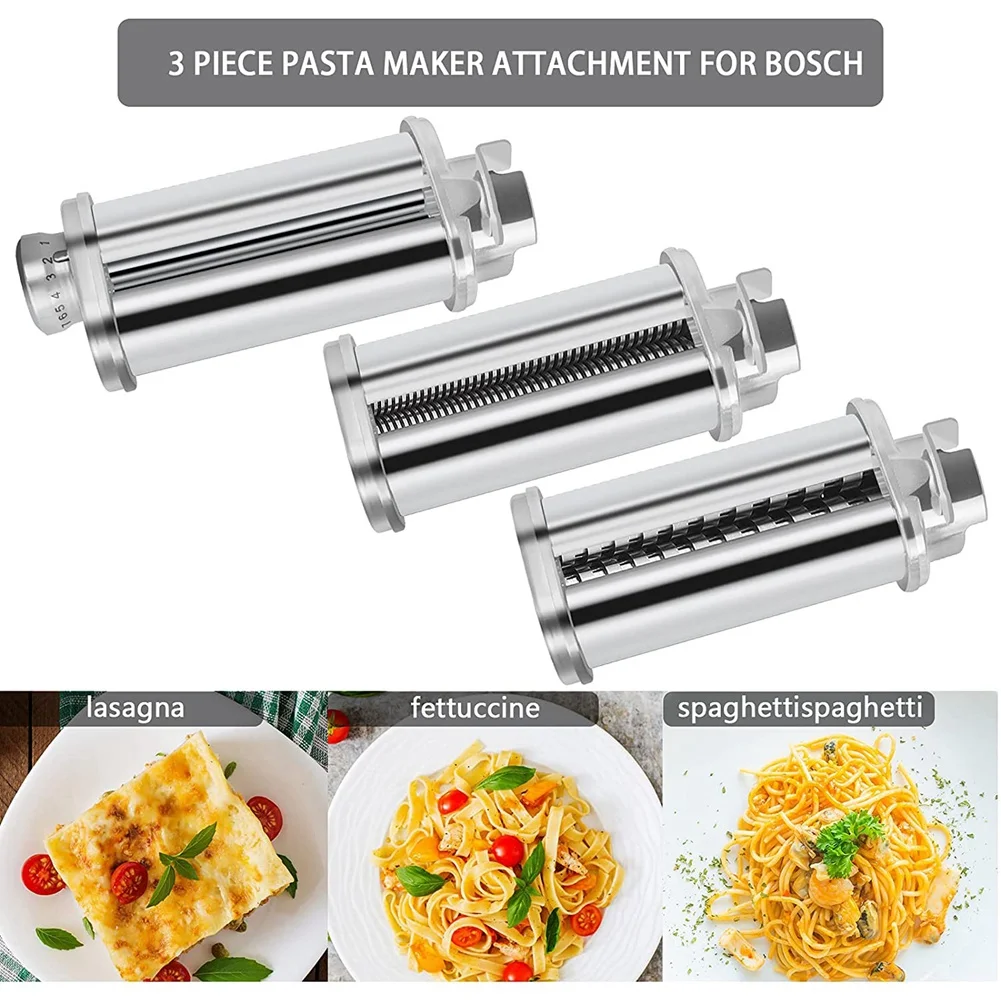 Imagem -02 - Pasta Roller Attachment For Bosch Kitchen Mixer Pasta Sheet Roller Spaghetti And Fettuccine Cutter Maker Acessórios c