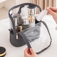 Professional Makeup Brushes Shoulder Bag Transparent Lightweight Cosmetic Storage Bag Oxford Cloth Large Capacity Toiletry Bag