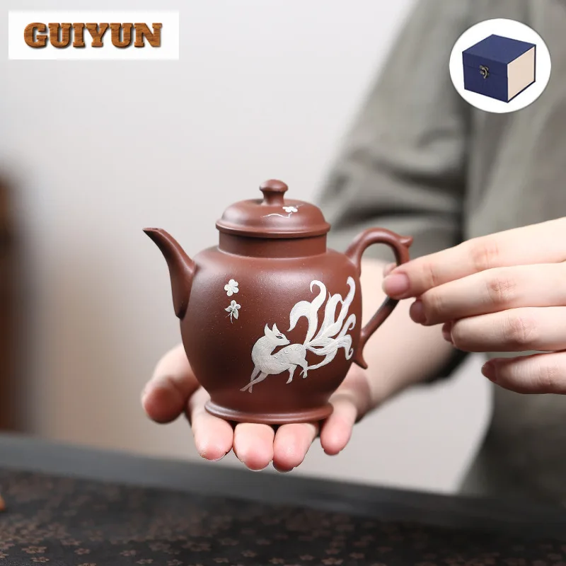 160ml Elegant Yixing Purple Clay Teapots Handmade Pot Raw Ore Purple Mud Tea Brewing Kettle With Filter Zisha Tea Set Drinkware