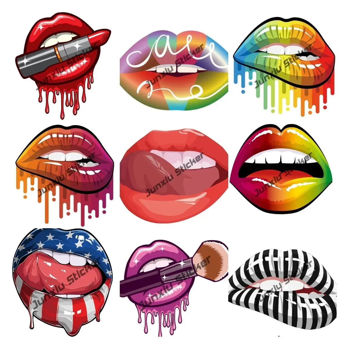 

Death Kiss Skull Crossbones Lips Car Sticker Scratch-Proof Graphic Exterior Accessories SUV Fine Decor Decal Graphic Anime