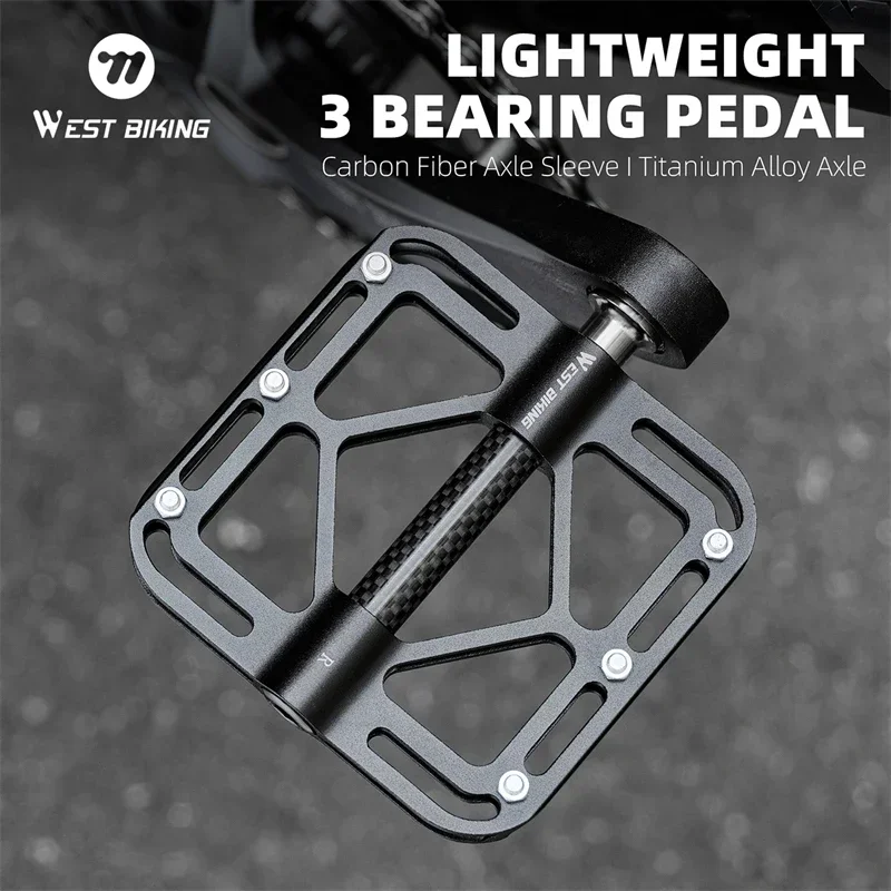 

WEST BIKING Bicycle Pedals Professional Road Bike Pedals Speed 3 Bearings Ultralight Racing Pedal Titanium Alloy Axle For Pedals