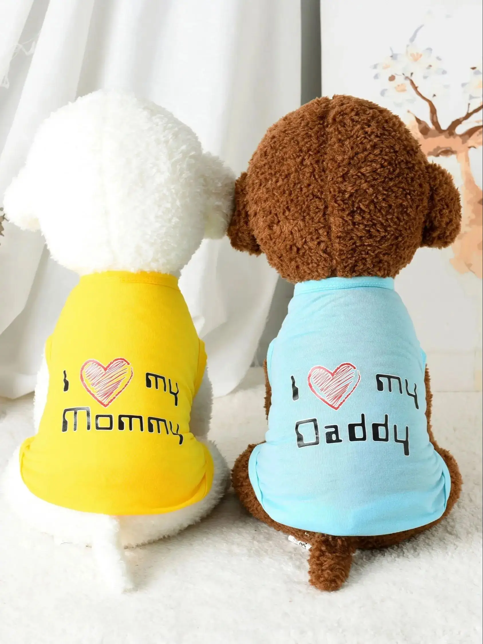 Cute Pet Vest: Sleeveless Dog Shirt with \'I Love My Daddy/Mommy\' Slogan, Ideal for Small Breeds - Comfortable and Stylish!