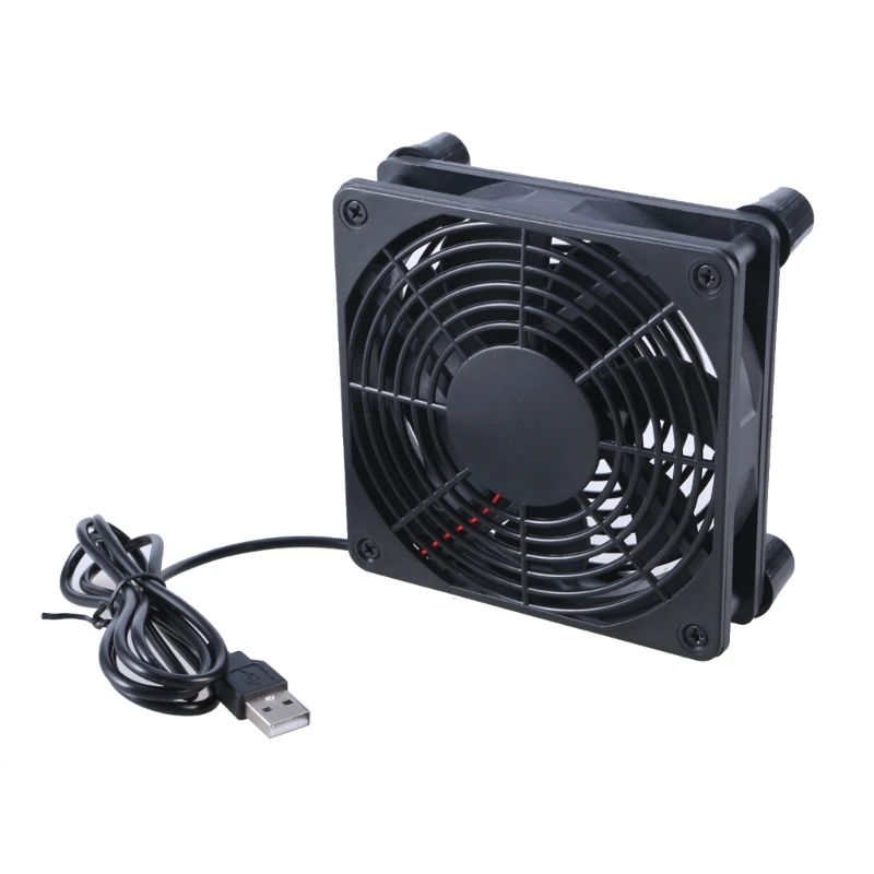 Quiet 120mm Router Fan Coolers with 1 Speed, DC5V USB Powered Cooling Case Fan for Router Modem Receiver DVR