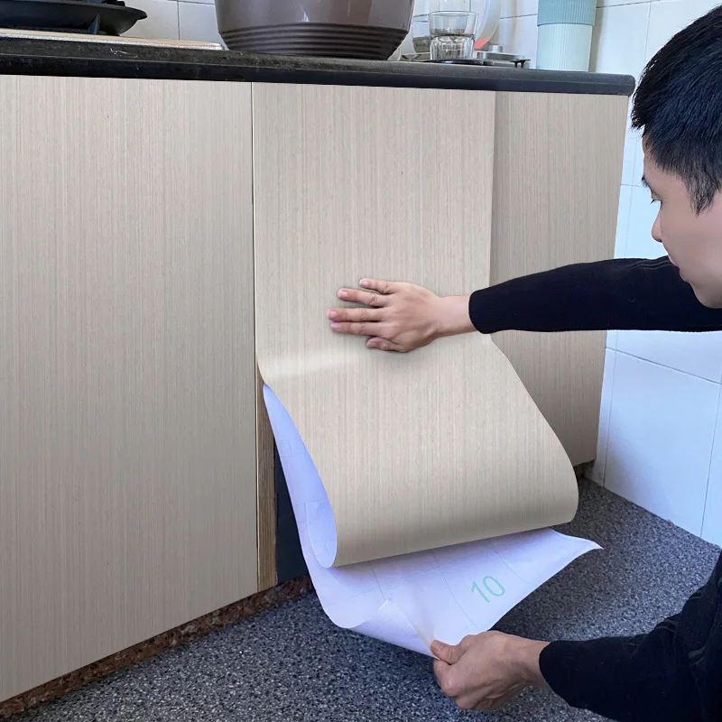 

Kitchen Pvc Thickened Self-adhesive Waterproof Cabinet Sticker Wardrobe Renovation Cabinet Door Furniture Renovation Film