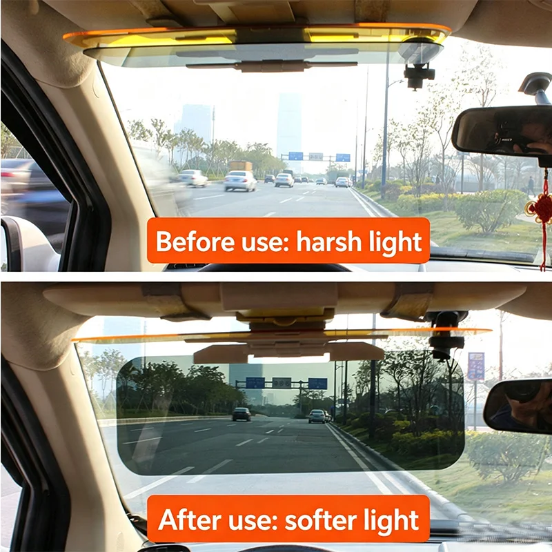 Car Sun Visor Extender 2 In 1 Polarized Anti-Glare Transparent Sunshade Adjustable Day And Night Dual Use Driving Accessory