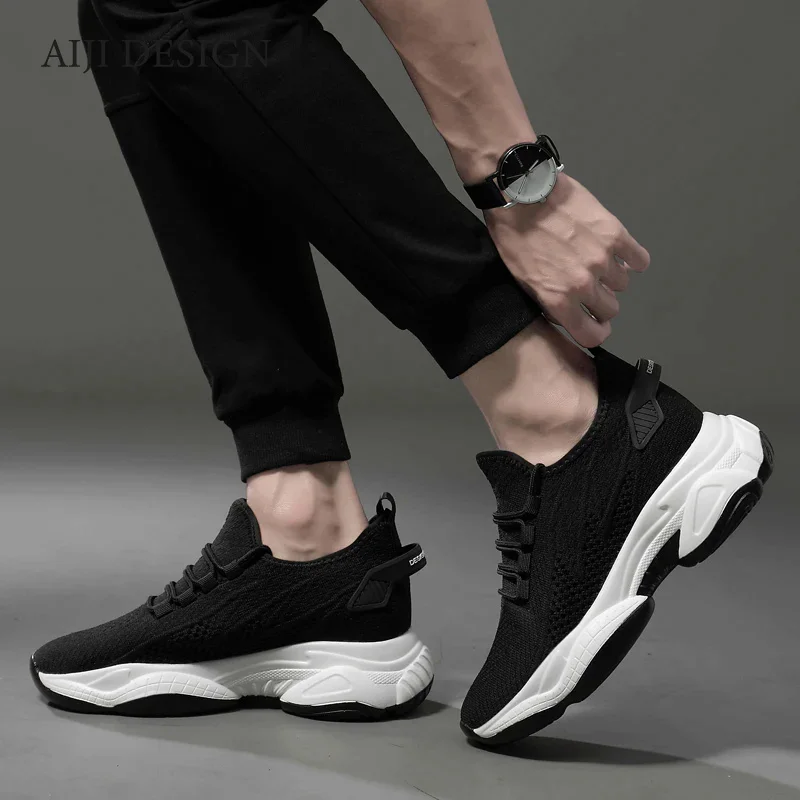 Summer breathable sneakers men elevator shoes height increase shoes for casual insole 7cm sport man taller