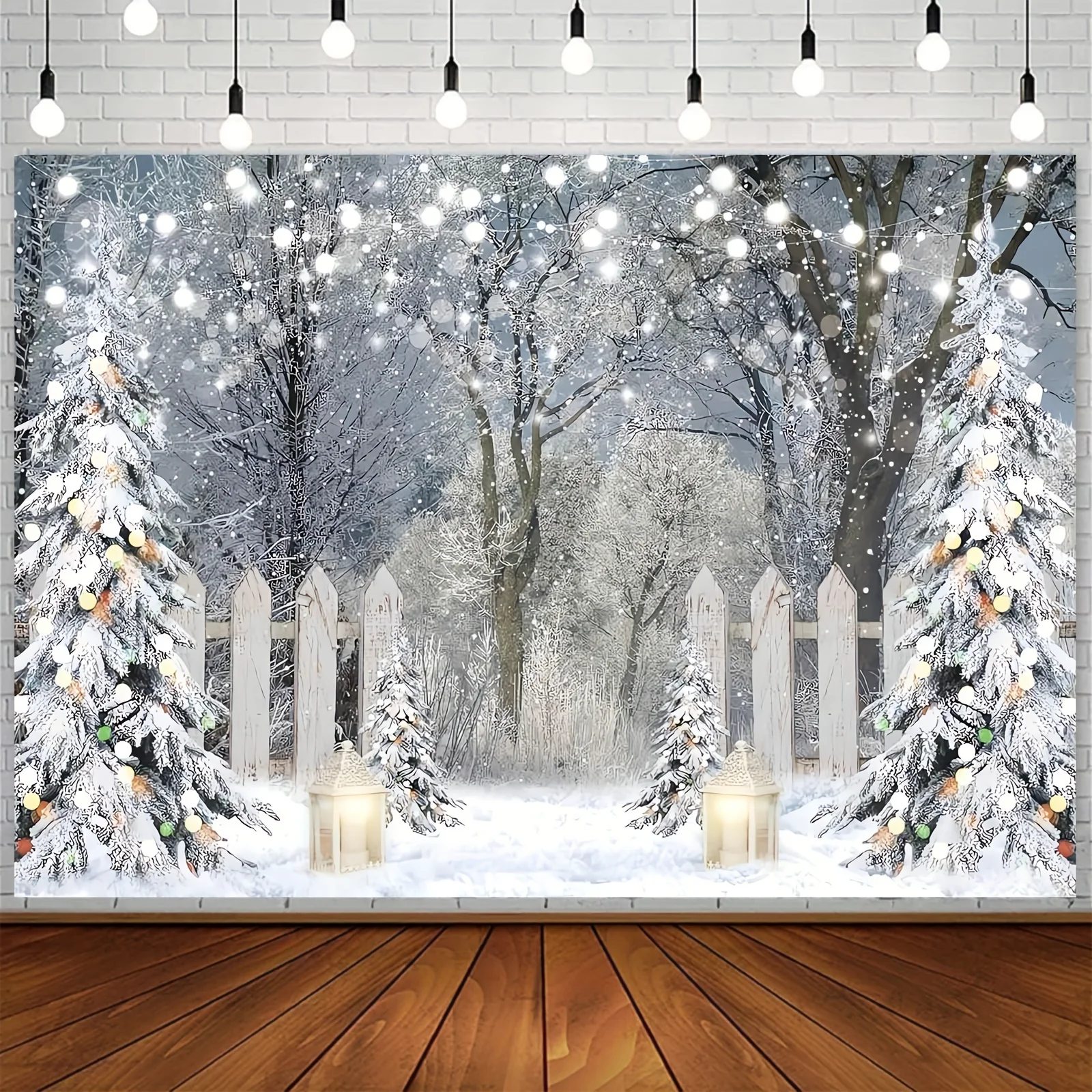 1 Person, Winter fotografie Hintergrund funkelnden Schnee Wald Kiefer Hintergrund Schnee Weihnachten Weihnachten Urlaub Party Dekorationen