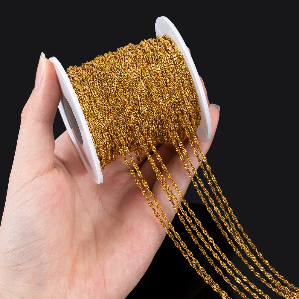 1 متر الفولاذ المقاوم للصدأ 2 مللي متر تموج الماء سلسلة رقيقة ل عقد دي اي واي سوار الجسم سلسلة زي صنع المجوهرات