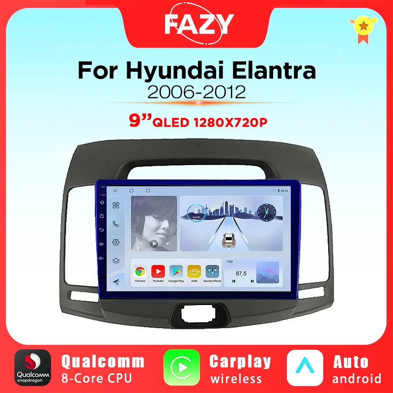 

8+256G Qualcomm 8 Core Android Auto Radio Multimedia Player For Hyundai Elantra 4 2006-2012 Wireless Carplay GPS Stereo 4G WIFI
