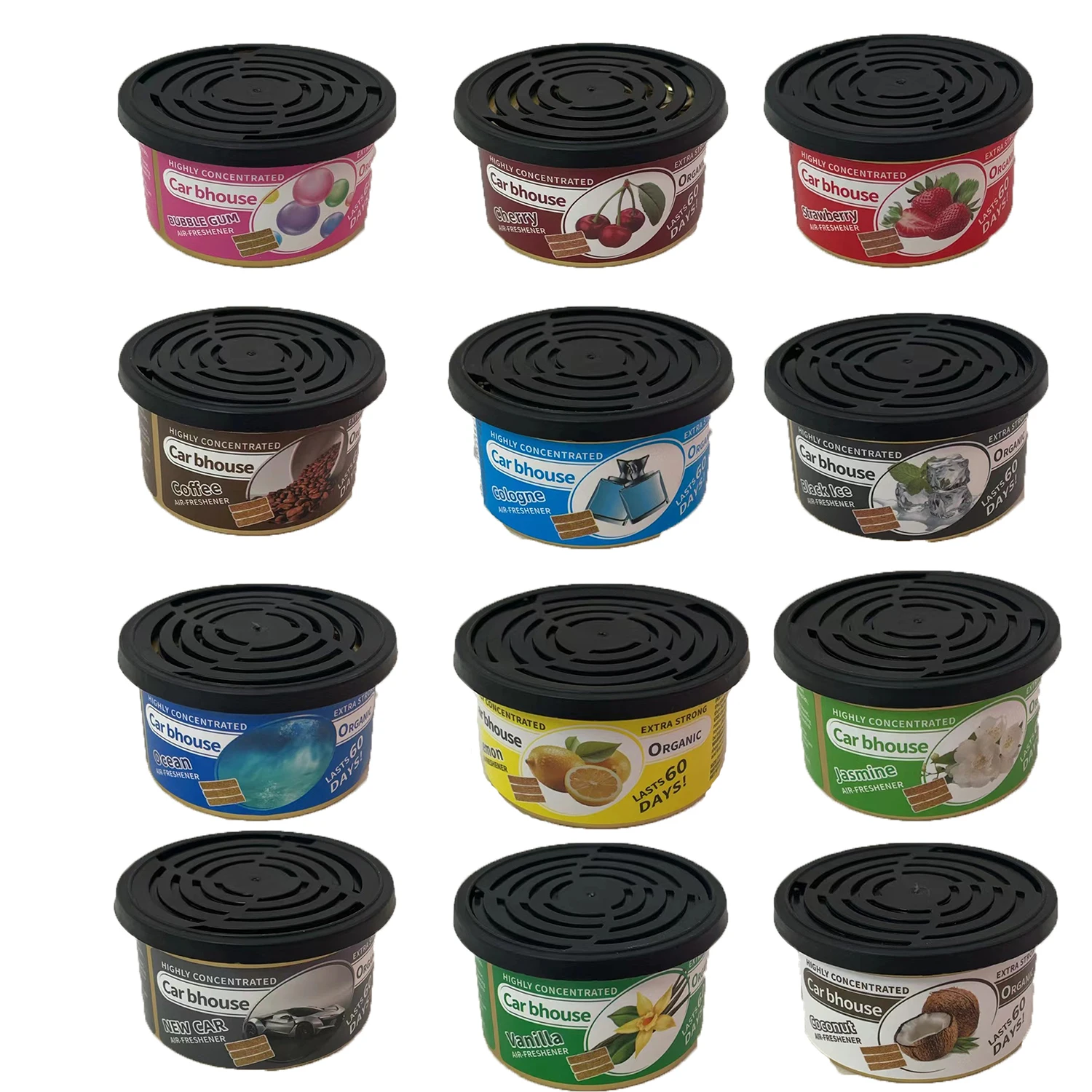 Tanque ambientador orgánico, aroma de chicle, 3 bloques antiderrames por lata, perfecto para aroma de coche, nuevo aroma de coche, adecuado para ho