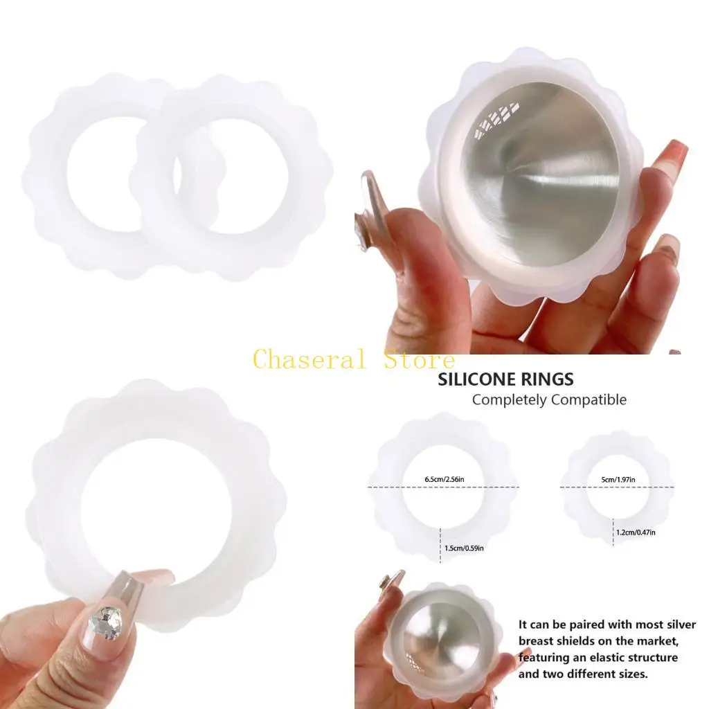 E7CE 1 Pair Silicone Comfort Rings for Silver Nursing Cups Gentle On Delicate Skin