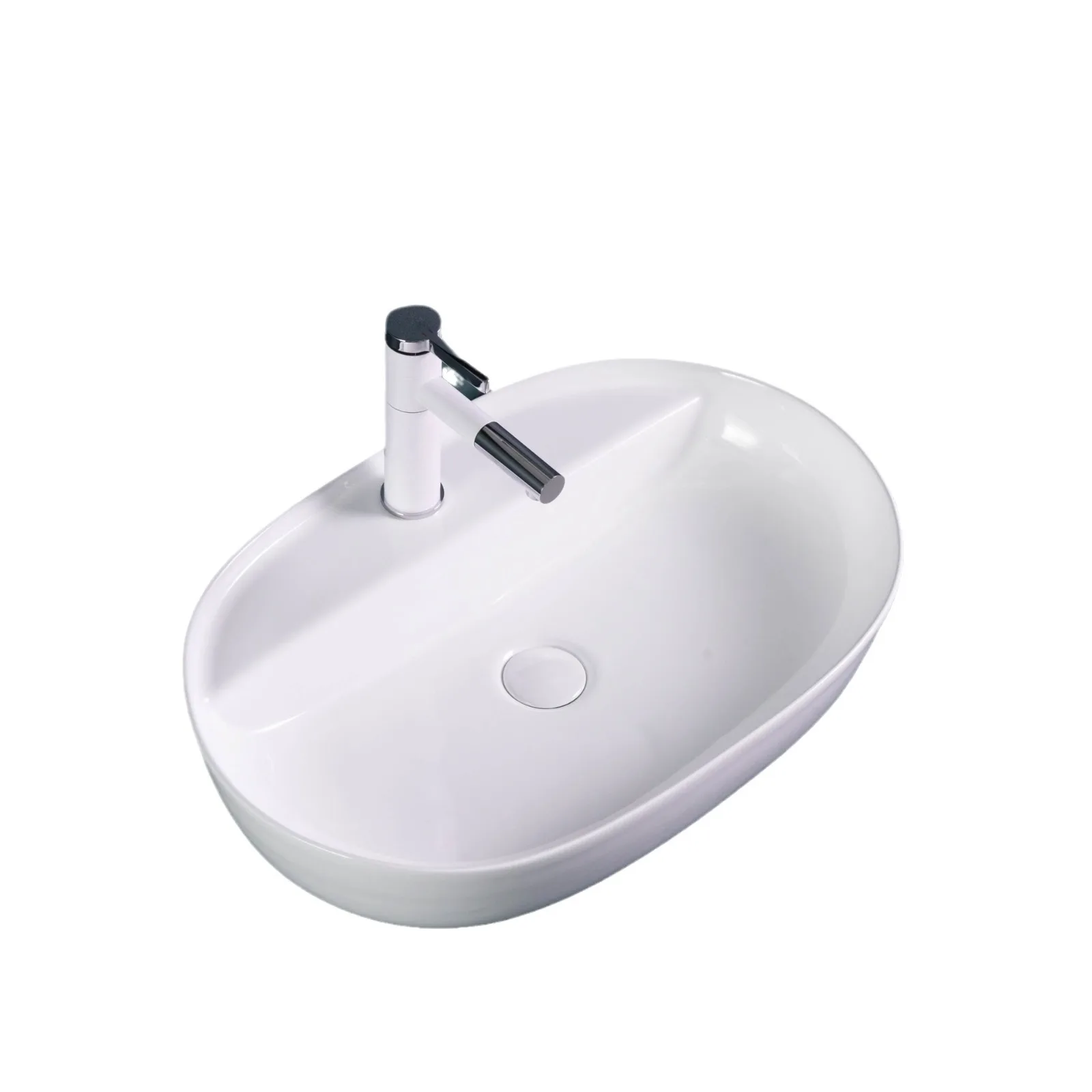 

Настольная раковина большого размера с отверстием для смесителя Овальная художественная раковина Белая керамическая раковина