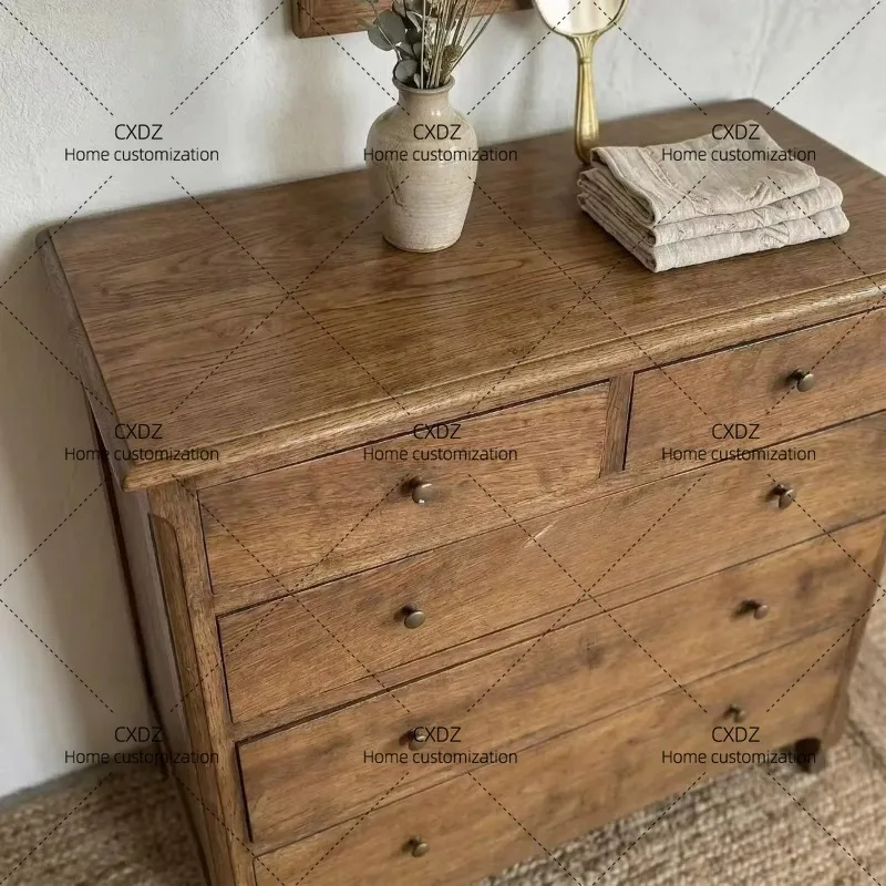 XX retro solid wood chest of drawers, multi-layer drawers, household locker, wall side cabinet