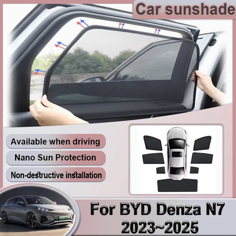 

Car Mesh Sunshade For BYD Denza N7 2023 2024 2025 Side Window Shades Visor Sunshades Visors Privacy Curtains Auto Accessories