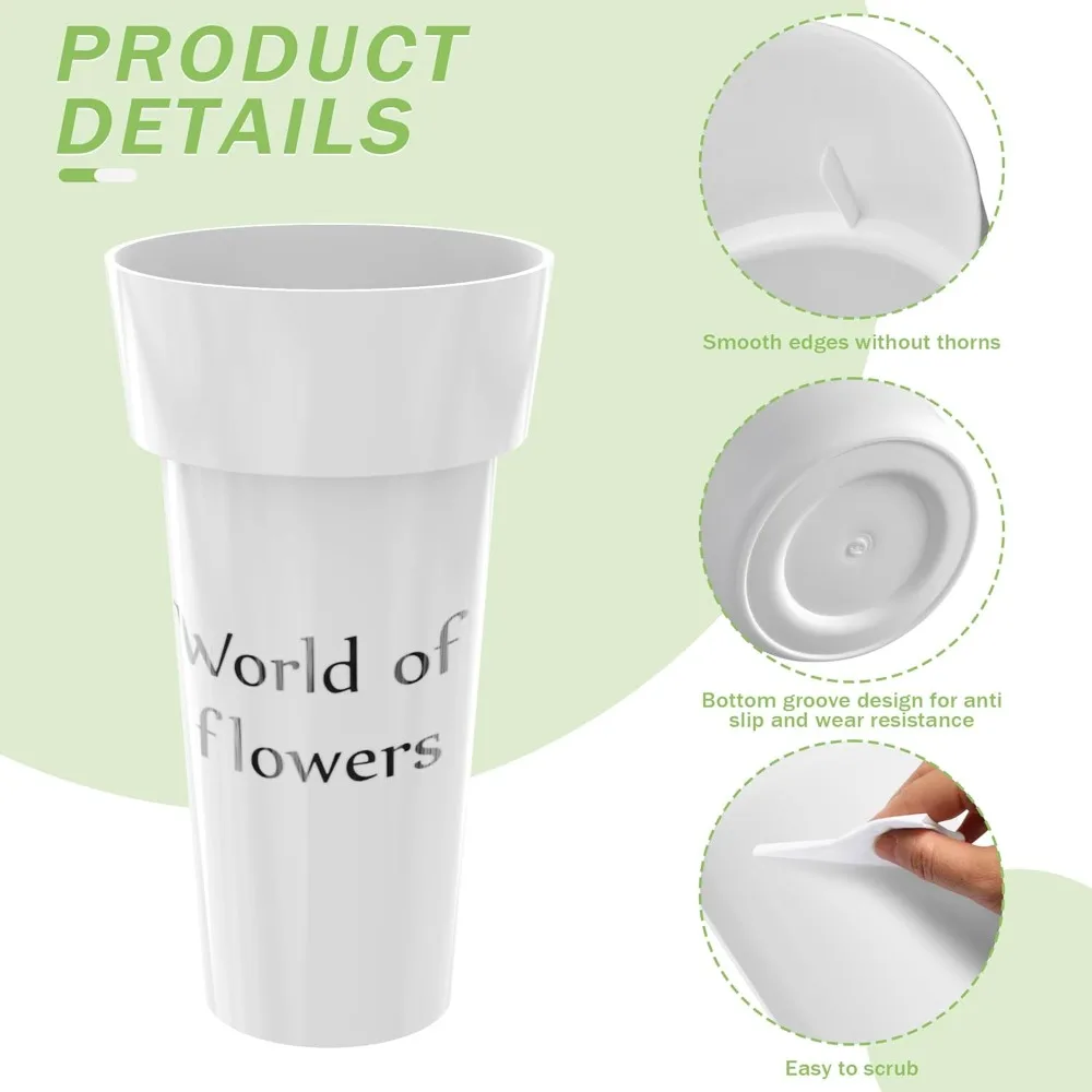 حامل زهور معدني من ثلاث طبقات مع 12 دلوًا، عربة زهور متنقلة بيضاء لعرض الباقات #5