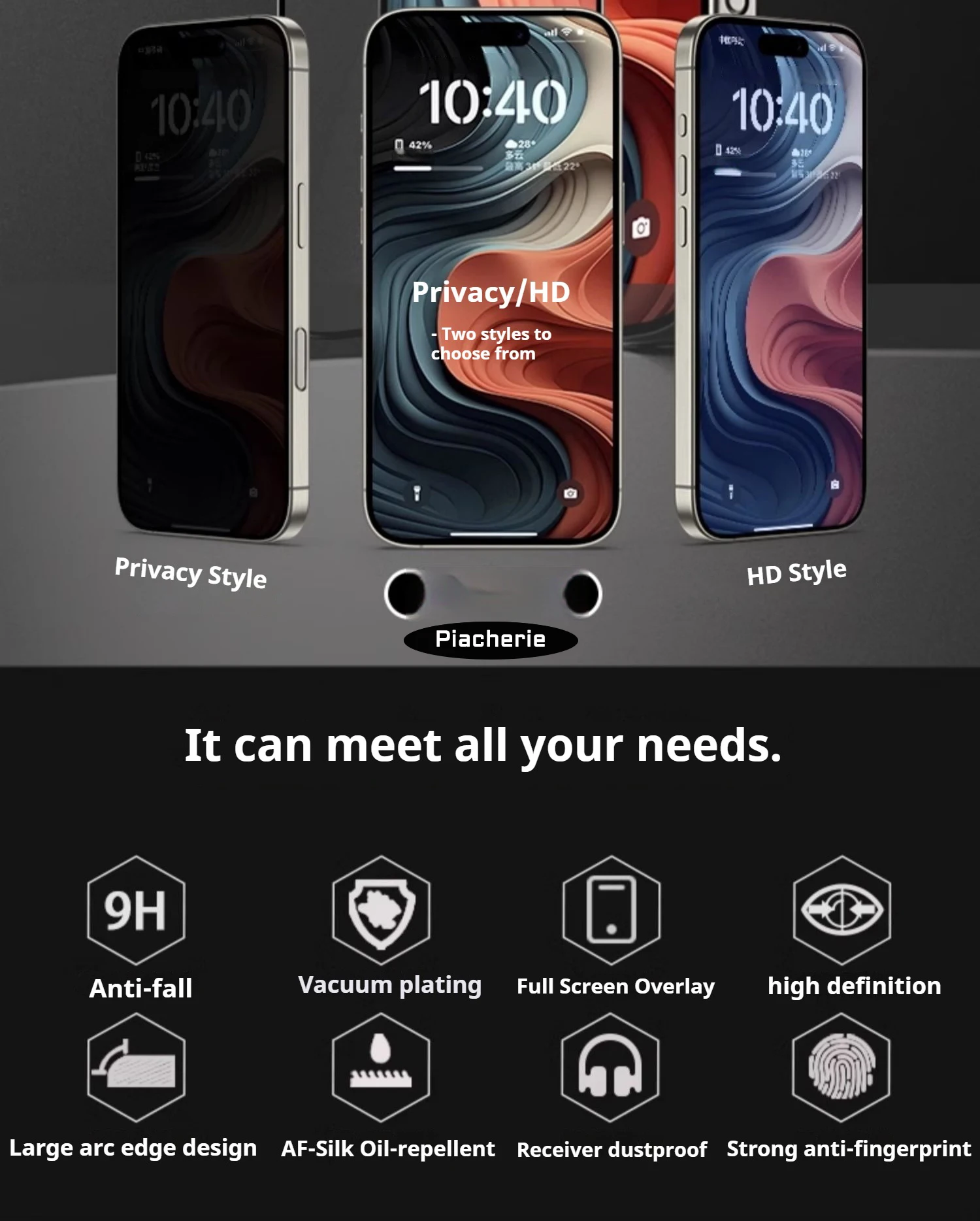 Cut Edge 0.5mm Privacy Tempered Glass For iPhone 18 Duo 17 15 16 Pro Max Plus Screen Protector Anti Dust Mesh Luxury Full Cover