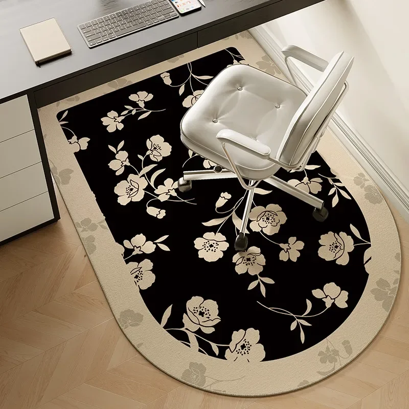 Retro Non-Slip Study Carpet, Desk Floor Mat, Office Chair, Home Decoration Rug, Bedroom, Living Room, Table Carpets, Plant