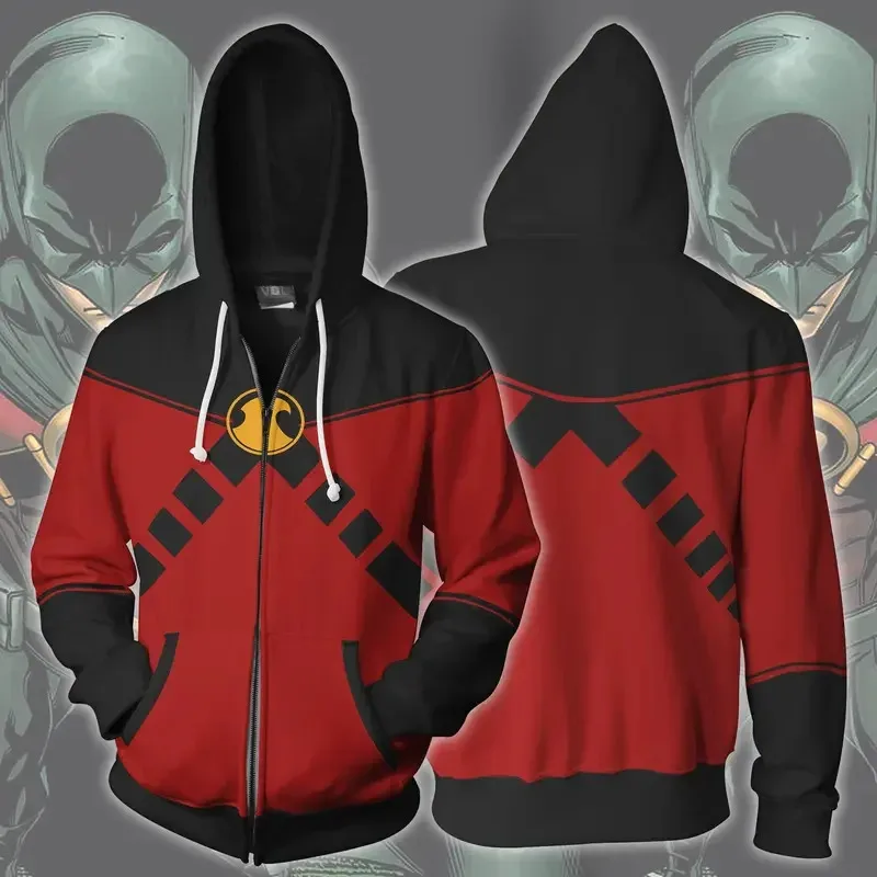 Sudadera de Robin rojo de película Tim Drake, jersey de Cosplay, sudaderas con capucha Unisex, ropa de calle con cremallera, cárdigan, ropa, chaqueta con capucha para Halloween
