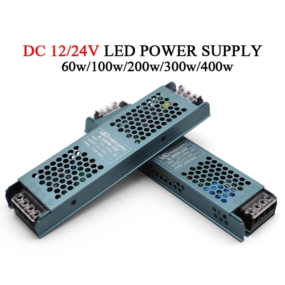 

DC 12V/24V LED Power Supply Adapter AC 200–240V Mute Transformer Driver 60W 100W 200W 300W 400W for LED Strip Light Lighting