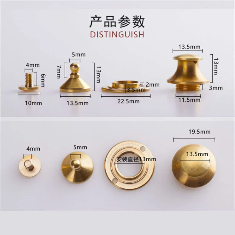 1 piece 100% Brass Bag Lock Spring Buckle Case Metal Insert Lock Round Head Decorate DIY Accessories Leather Craft Hardware