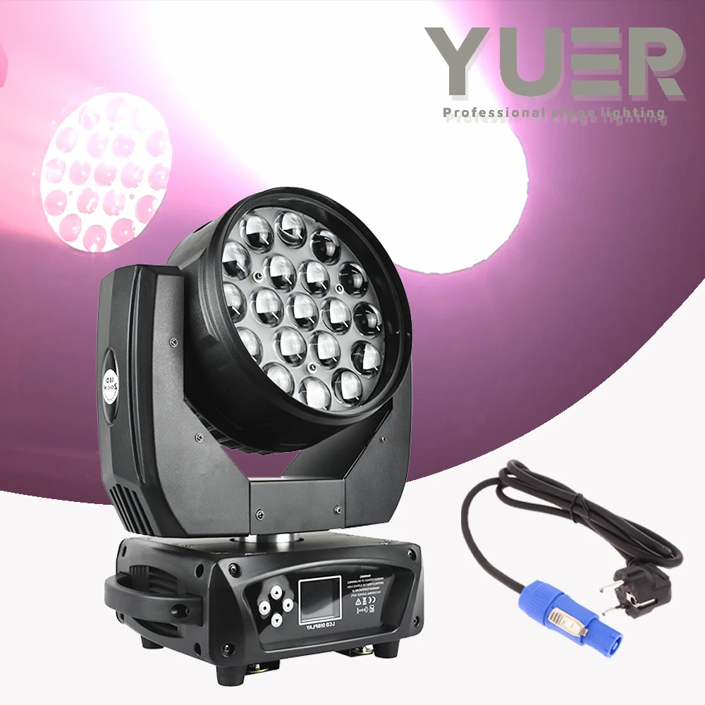 19x15W Zoom Beam Wash Moving Head Light for Stage Lighting Effect RGBW 4in1 LED DMX Control for Dj Disco Nightclub wedding show