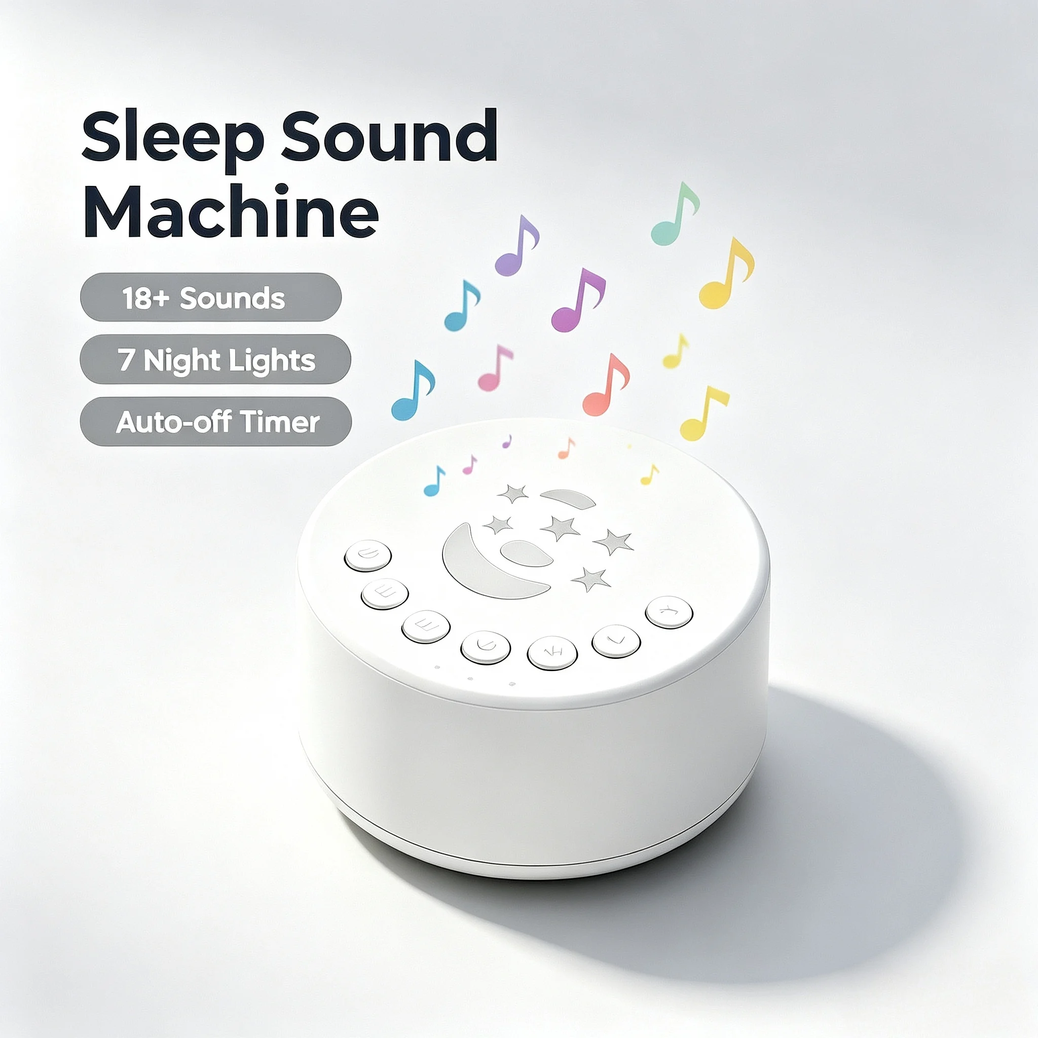 M5 Plastic White Noise Machine Portable Sleep Aid Speaker Smart Timing RGB Night Light for Sleep