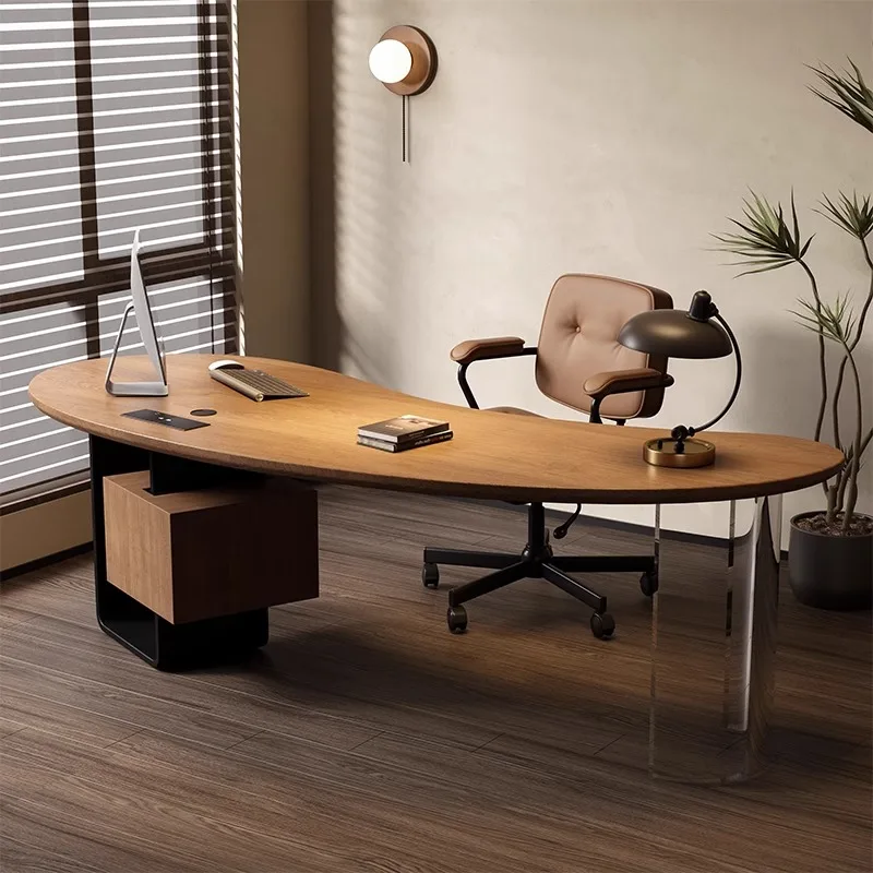 Brown Strong Executive Office Desk Wood Modern Luxury Lage Computer Desk Standing Adjustable Scrivania Work Station Table